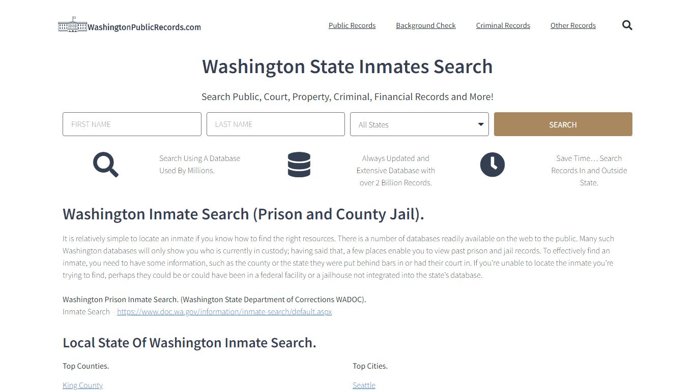 Washington State Inmate Search: WA Prison and Jail Rosters.